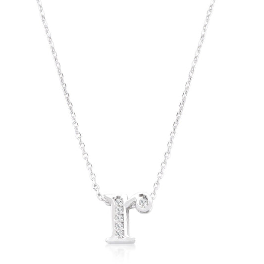 “r” Initial Crystal Necklace | Silver