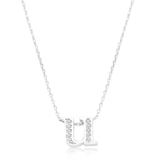 “u” Initial Crystal Necklace | Silver