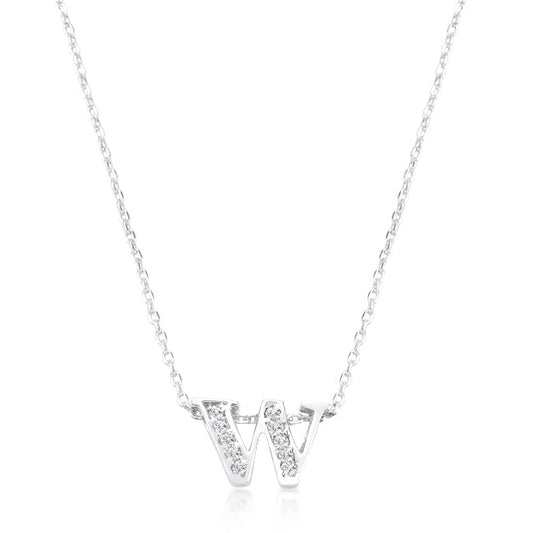 “w” Initial Crystal Necklace | Silver