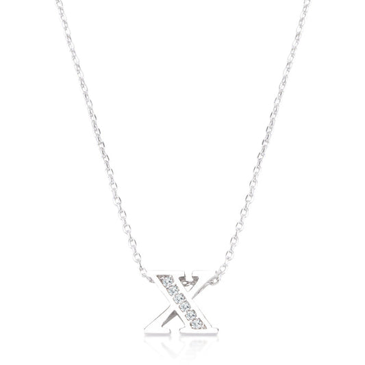 “x” Initial Crystal Necklace | Silver