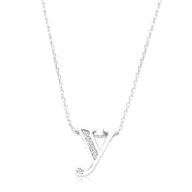 “y” Initial Crystal Necklace | Silver