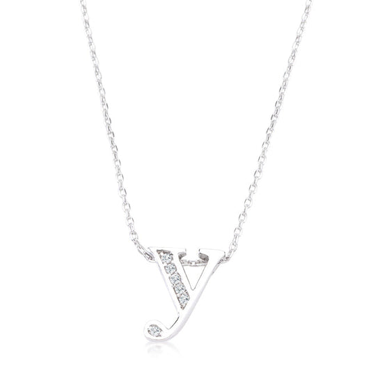 “y” Initial Crystal Necklace | Silver