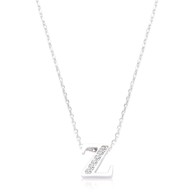 “z” Initial Crystal Necklace | Silver